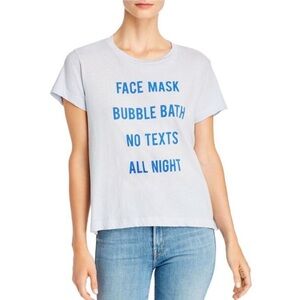 Wild Fox Womens Light Blue Printed Short Sleeve T-Shirt Self Care/Relax 🫧 🛀